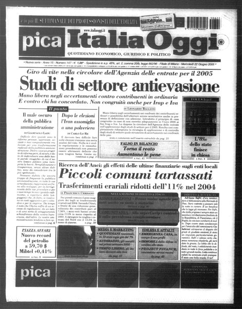 Italia oggi : quotidiano di economia finanza e politica